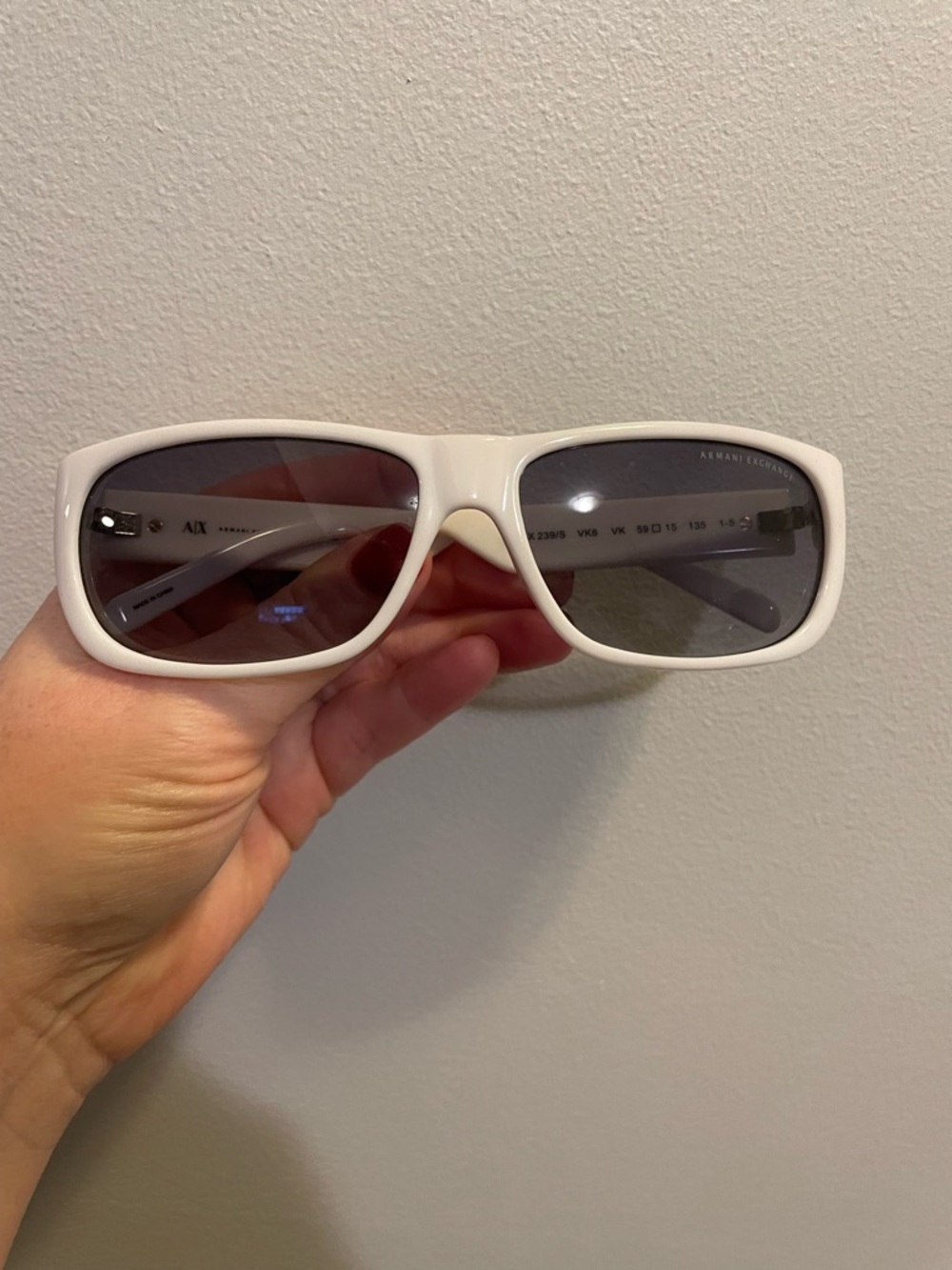 A/X Armani Exchange Glossy White Retro Rectangular Sunglasses
